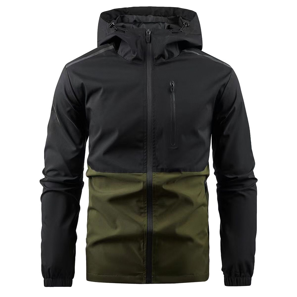 Men's Clothing Casual Colorblock Hooded Jacket Windproof Jacket Coat_viptrois.com