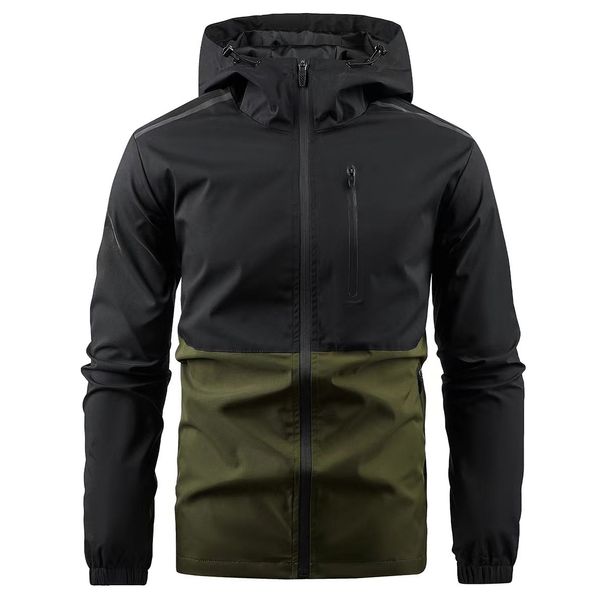 Men's Clothing Casual Colorblock Hooded Jacket Windproof Jacket Coat_viptrois.com