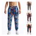 Men's Ethnic Print Loose Fit Casual Pants - Elastic Waistband, Wrinkle-Free Polyester, (Black/Beige/Navy/Red)_viptrois.com