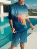 Men's Clothing Men's 3D Printing Loose And Comfortable Short Sleeved Suit_viptrois.com