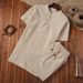 Men's Clothing Stand Collar Short Sleeve Shorts Cotton And Linen Suit Youth Fashion Casual Two Piece Suit_viptrois.com