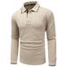 Men's Long Sleeve Jacquard Polo Shirt – Premium Cotton Blend, Slim Fit, Business Casual_viptrois.com