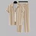 Men’s Striped Short-Sleeve Shirt & Drawstring Pants Set – Casual Business Casual Outfit (S-XXL)_viptrois.com