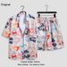Men's Clothing Hawaiian Beach Vacation Style Short Sleeved Suit For Male And Female Students Loose Couple Shorts Floral Shirt Casual Two Piece Set_viptrois.com