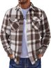 Men's Oversized Flannel Shirt Jacket – Winter Cotton-Filled Plaid Coat With Button Front & Chest Pockets (Black/Blue/Green Check)_viptrois.com
