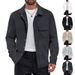 Men's Heavyweight Jacquard Knit Shirt Jacket – Vintage-Inspired Collared Overshirt With Textured Geometric Patterns_viptrois.com