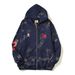 Spring And Autumn Wookvibe Mud Dyed Open Zipper No. 22 War Horse Sweater Printed Hooded Loose Couple Coat_viptrois.com