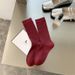 2025 Spring And Autumn New Women's Socks Mid Tube Stacked Socks Women's Japanese Ankora Red Socks Pull Ons All Match Socks Wholesale_viptrois.com