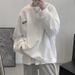 Men's Waffle-Knit Streetwear Sweatshirt - Oversized Pullover With Graphic Print (Black/White/Gray, M-XXXL)_viptrois.com