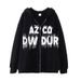 Men's Clothing Trendy And Simple Design With Blurred Letter Print Zipper Sweater Casual Loose Sweater Cardigan Jacket_viptrois.com