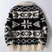 Loom Cross-Border Foreign Trade Men's Clothing European And American Retro Heavy Jacquard Turn-Down Collar Thick Coarse Knit_viptrois.com