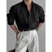 Men’s Clothing Black Shirt Men's Long Sleeved Spring Loose Shirt Niche Design Casual_viptrois.com