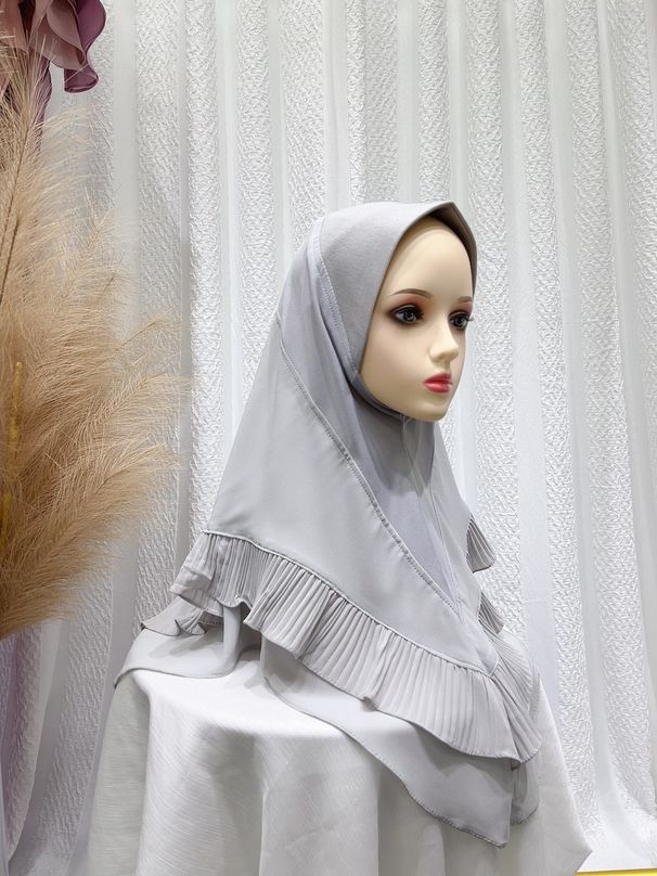 Women's Hijab best selling double layer pleated headscarf solid color chiffon women's headscarf pullover headscarf_viptrois.com