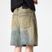 Men's Clothing Casual Retro Denim Shorts Fashionable Washed Straight Tube Tall Thin Five Point Hole Shorts_viptrois.com