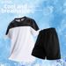 Men's Clothing Summer Ice Silk Suit Plus Size Crew Neck T-Shirt Quick Drying Short Sleeve Shorts Two Piece Set_viptrois.com