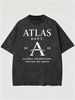 Vintage Washed "ATLAS DEPT" Letter Graphic Cotton T-Shirt Men's Casual Streetwear Tee_viptrois.com