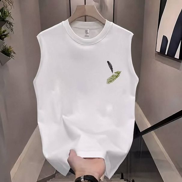 Men's Clothing Trend Sleeveless Short Sleeve Popular Casual Simple Versatile Printed Vest Waistcoat_viptrois.com
