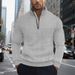 American Retro Casual Stand Up Collar Zipper Pullover Loose Knitted Heavy Stitching Autumn And Winter Long Sleeved Sweatshirt_viptrois.com