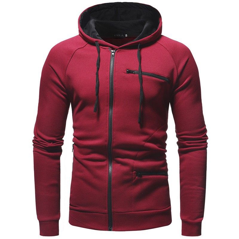 Men's Fleece-Lined Zip-Up Hoodie – Winter Streetwear Jacket With Cozy Thermal Fabric & Adjustable Drawstrings (S-XXXL, 6 Colors)_viptrois.com