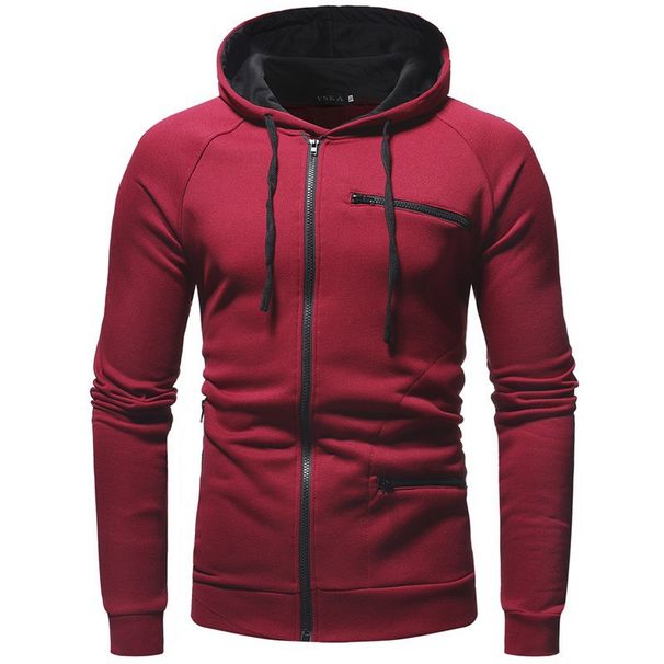 Men's Fleece-Lined Zip-Up Hoodie – Winter Streetwear Jacket With Cozy Thermal Fabric & Adjustable Drawstrings (S-XXXL, 6 Colors)_viptrois.com