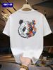 Men's 100% Cotton Stretch Fabric T-Shirt Casual Round Neck Short Sleeve With Print Ideal Gift Comfortable And Breathable For All Seasons Gift For Men_viptrois.com