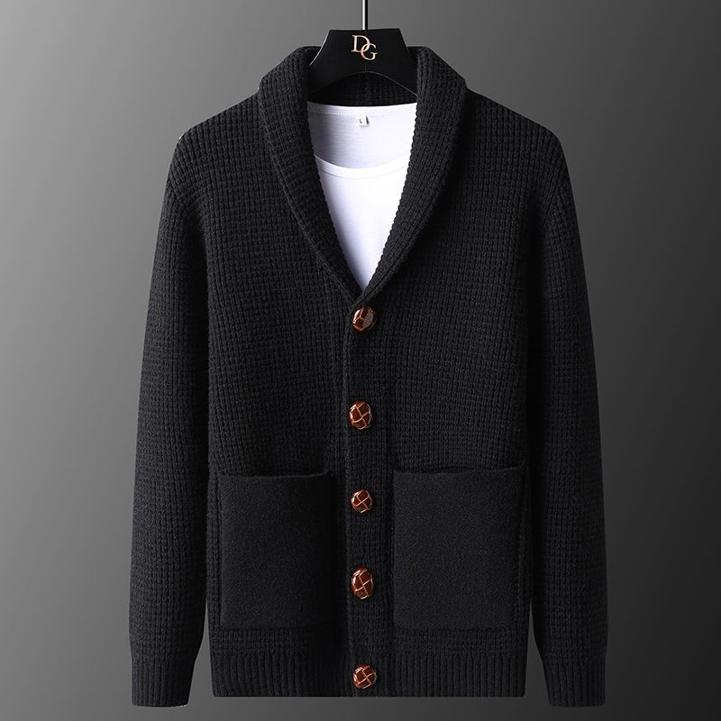 Men’s Slim-Fit Button-Up Knit Cardigan – Korean Style Ribbed Sweater With Moisture-Wicking Fabric ( Fall-to-Winter Layering Essential)_viptrois.com