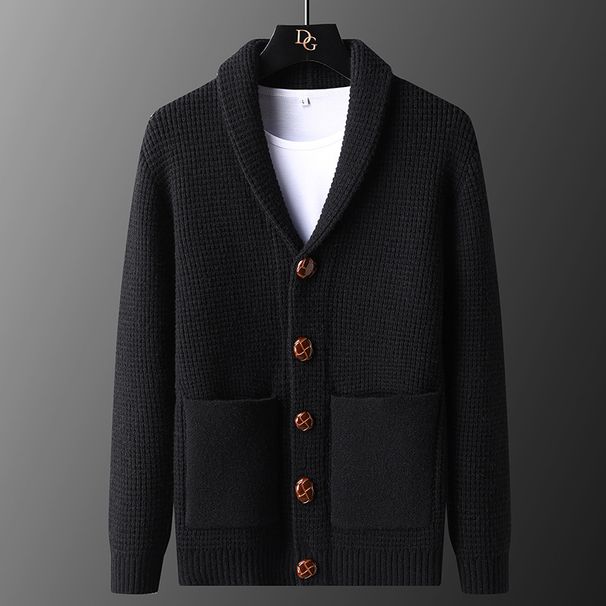 Men’s Slim-Fit Button-Up Knit Cardigan – Korean Style Ribbed Sweater With Moisture-Wicking Fabric ( Fall-to-Winter Layering Essential)_viptrois.com