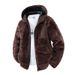 Men's Fleece Zip-Up Hooded Jacket – Korean Streetwear Style, Lightweight, Stand Collar (Black/Coffee/Khaki, S-XL, Fall Essential)_viptrois.com