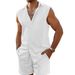 Men's Casual Lapel Cardigan Vest Shorts Thin Suit_viptrois.com