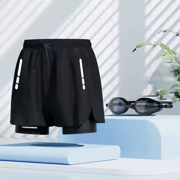 2025 Men's Swim Trunks Quick-dry Running Training Beach Double-layer Anti-embarrassment Shorts_viptrois.com
