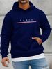 Men's Autumn And Winter Casual Fashionable Loose Hooded Sweatshirt With Parisian Letter Pattern Printed Warm Long Sleeved Pullover_viptrois.com