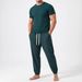 Men's Clothing Men's Vertical Striped Ribbed Crew Neck Long Sleeve T-Shirt And Jogger Pants Set Casual Breathable Loose Fitting Two-Piece Outfit_viptrois.com