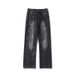 American-style Washed Cool Men's Jeans, Trendy Brand, Loose Fit, Lightning Pattern, Straight-leg Pants, High Street_viptrois.com