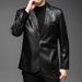 High End Collar, Genuine Jacket, Men's Middle-Aged And Young Casual Slim Fit Leather Suit Jacket_viptrois.com