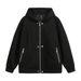 Zipper Pocket Decorated Hooded Sweatshirt Men, Loose Fit American Style Trendy Brand, Solid Color Versatile Cardigan_viptrois.com