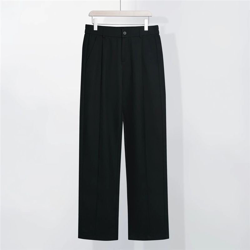 Men's Clothing New Spring And Summer Drape Business Trousers Men's Ice Silk Elastic Waist Small Trousers Casual Straight Trousers_viptrois.com