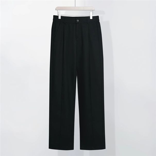 Men's Clothing New Spring And Summer Drape Business Trousers Men's Ice Silk Elastic Waist Small Trousers Casual Straight Trousers_viptrois.com