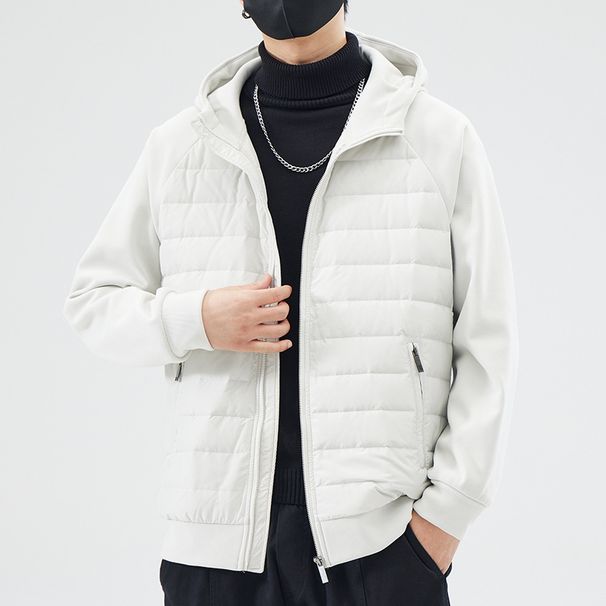 Lightweight Quilted Puffer Jacket – Slim-Fit Hooded Coat For Men (Black/Grey/White)_viptrois.com