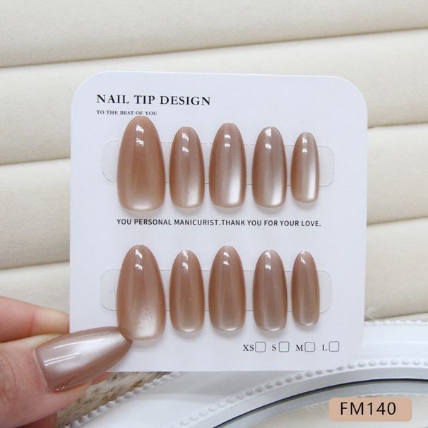 False Nails Hand Made Nail Polish Ice Clear Coffee Color Clean And Simple Pure Color Cat's Eye Nail Art Pieces_viptrois.com