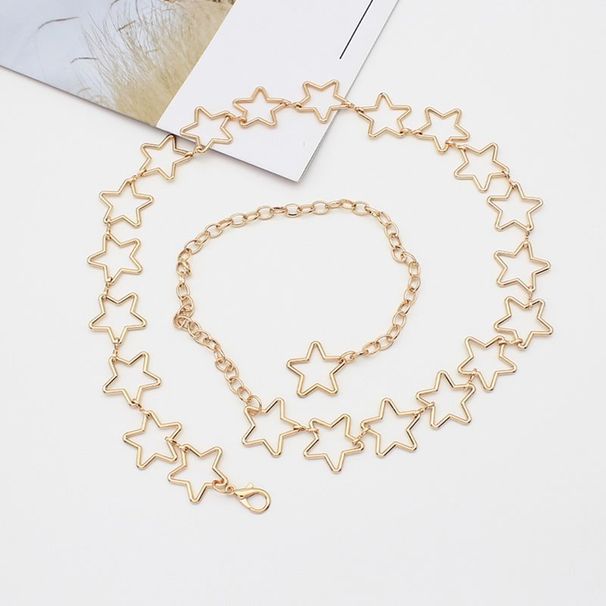 Waist Chain Belt - Heart & Floral Charms With Geometric Pendants | Adjustable Y2K Hip-Hop Accessory For Women (Gold/Silver, 28-40 Inch)_viptrois.com