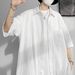 Summer Pleated Ice Silk Short Sleeved Shirt For Men Bf Handsome Trendy Brand Hong Kong Style J Loose Trendy Cardigan Half Sleeved Top_viptrois.com