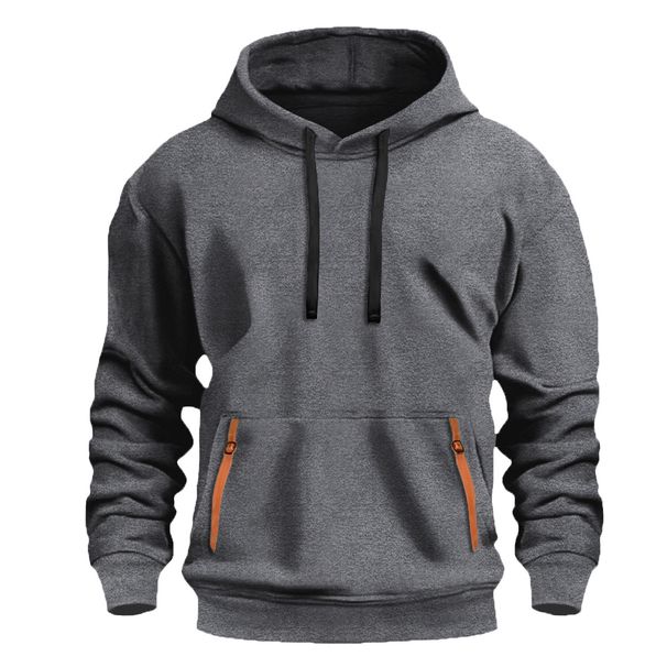 New Autumn And Winter Men's Fleece Hoodie, European-sized Fashionable Sporty Hoodie, Casual Multi-pocket Pullover_viptrois.com