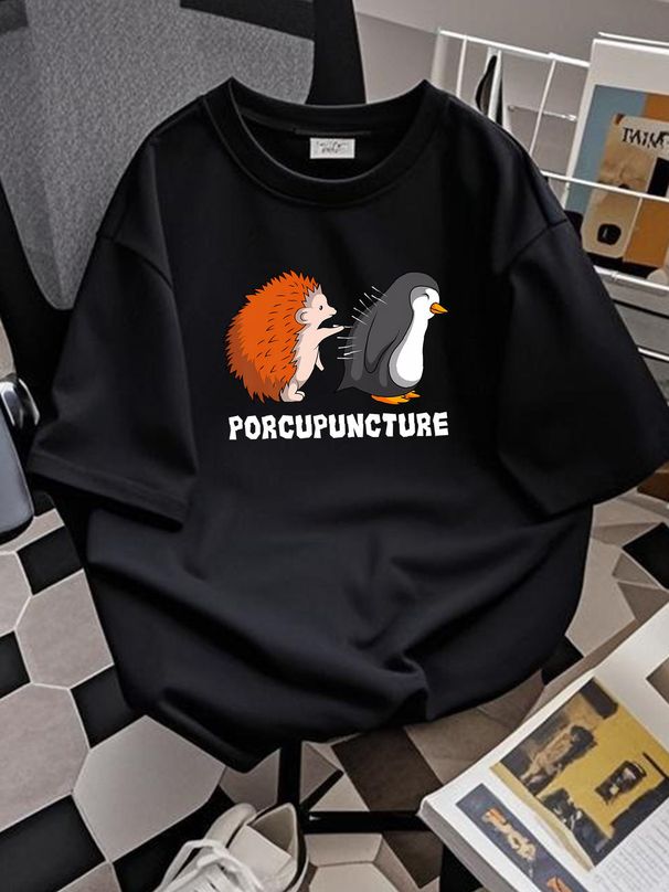 Porcupuncture T Shirt For Porcupine Lovers Quill Pig Design Porcupettes Porcospino Thorn Acupuncture Homme Comfortable Stylish Graphic_viptrois.com