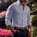 Men's 3d Print Stripe Long Sleeve Shirt, Fashion Casual Stretch Button Down Shirt For Daily Wear Breathable Lightweight Material_viptrois.com