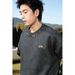 Vintage-Inspired Heavyweight Polo Collar Sweatshirt For Men - Textured Jacquard Long Sleeve Pullover With Retro Style (Black, Off-White)_viptrois.com
