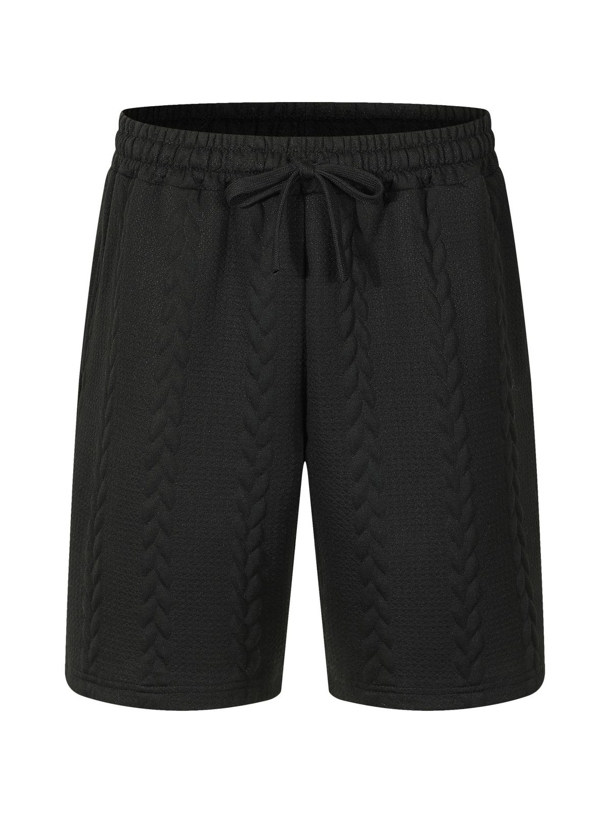 Men's Heavyweight Twisted Jacquard Shorts - Solid Color Casual Loose Fit Summer Shorts_viptrois.com