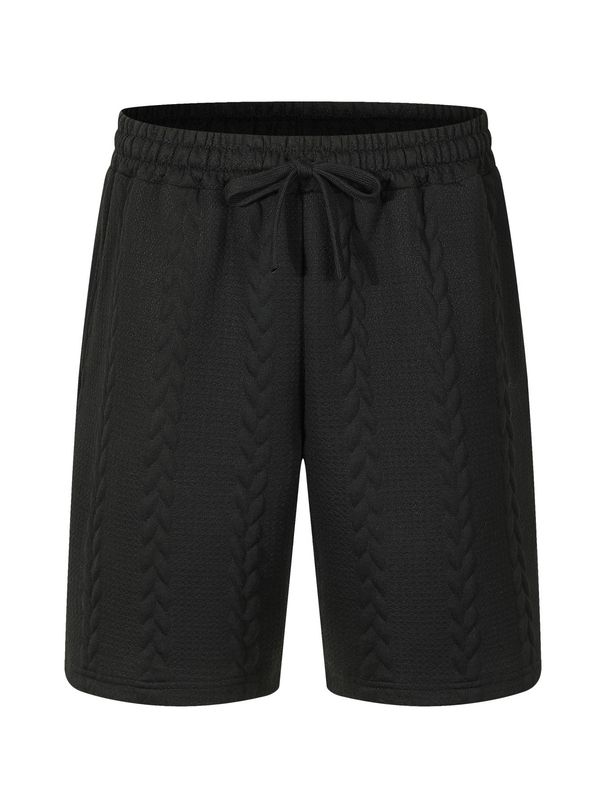 Men's Heavyweight Twisted Jacquard Shorts - Solid Color Casual Loose Fit Summer Shorts_viptrois.com