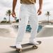 Men's Casual Pants Style Trendy American Multi Pocket Loose Fitting Sports Cargo Sweatpants_viptrois.com
