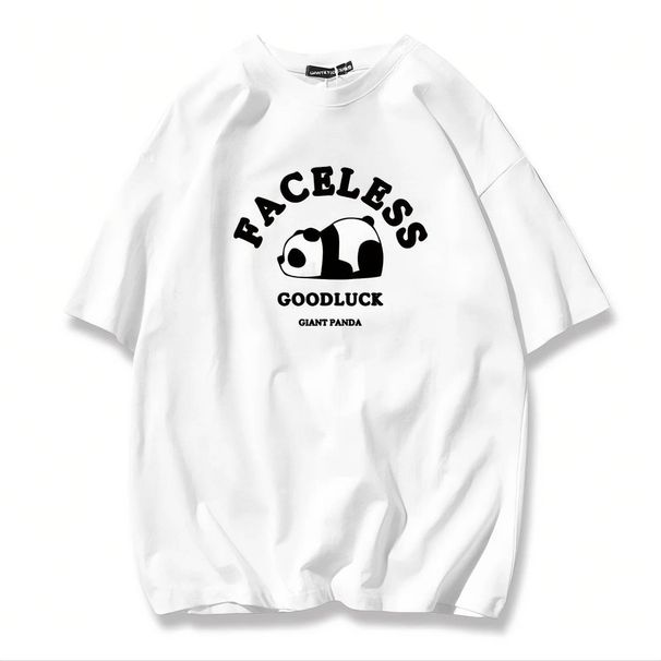 Casual Urban Fashion For Men & Women Panda Graphic Print T-Shirt Oversized Relaxed Fit 100% Cotton Unisex Streetwear_viptrois.com