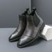 New Fashion Chelsea Boots Men's Pointy Toe Retro Boots British Men's Boots Leather Boots Leather Shoes_viptrois.com